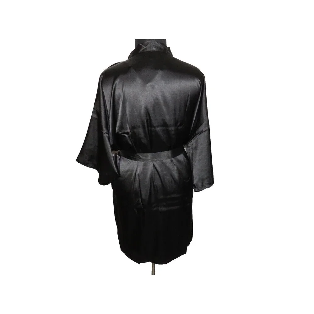 Secret Treasures Floral Satin Chemise & Black Kimono Style Robe, Plus Size 3X - Picture 10 of 11